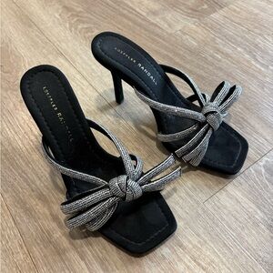 Loeffler Randall Black and Silver Knotted Heels